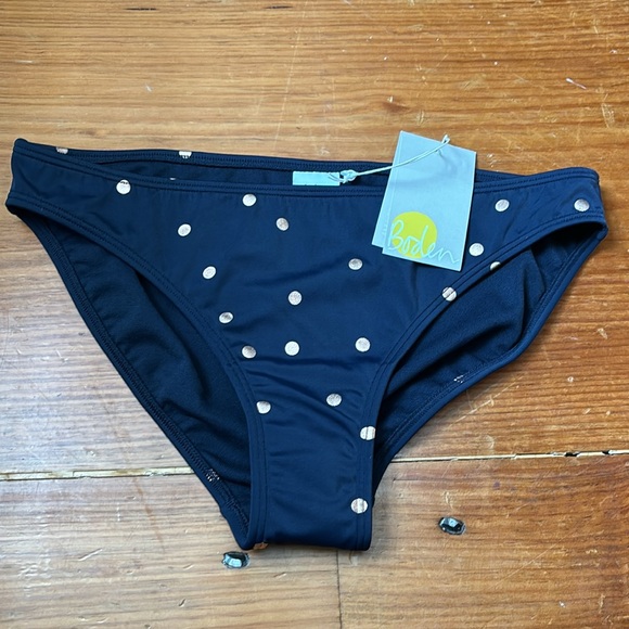 New! BODEN 8 Navy Blue Swim Bottoms w/Gold Polka Dots Spotty Legacy Collection - Picture 2 of 7